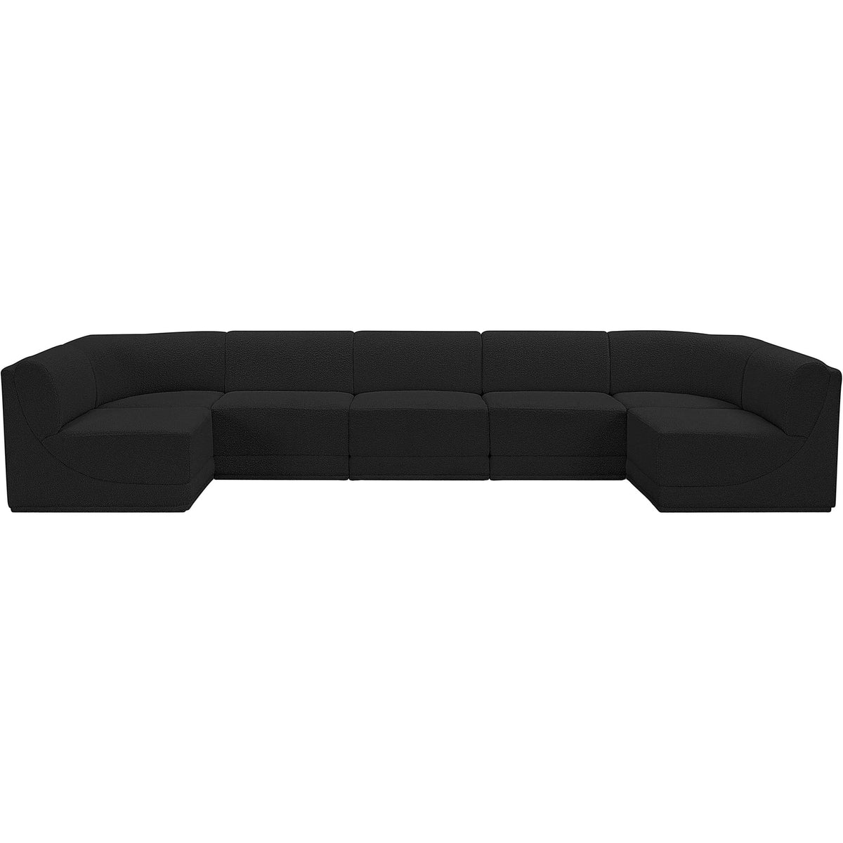 Ollie 158in Black Boucle Fabric Upholstered 7 Piece Modular Sectional Sofa