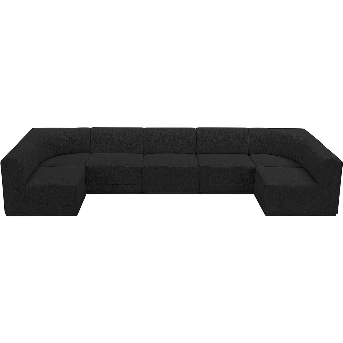 Ollie 158in Black Boucle Fabric Upholstered 7 Piece Modular Sectional Sofa