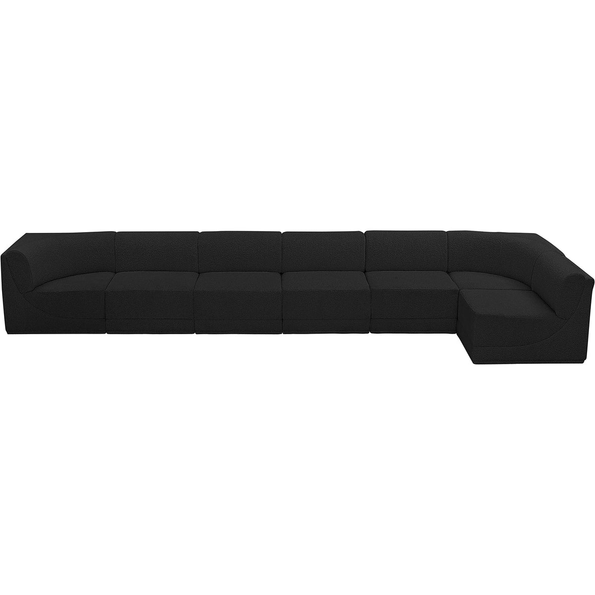 Ollie 188in Black Boucle Fabric Upholstered 7 Piece Modular Sectional Sofa