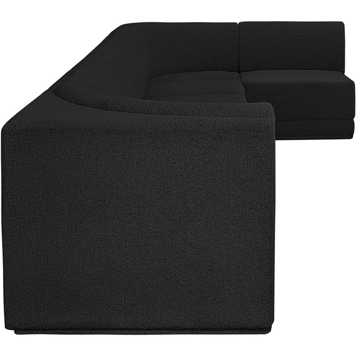 Ollie 188in Black Boucle Fabric Upholstered 7 Piece Modular Sectional Sofa