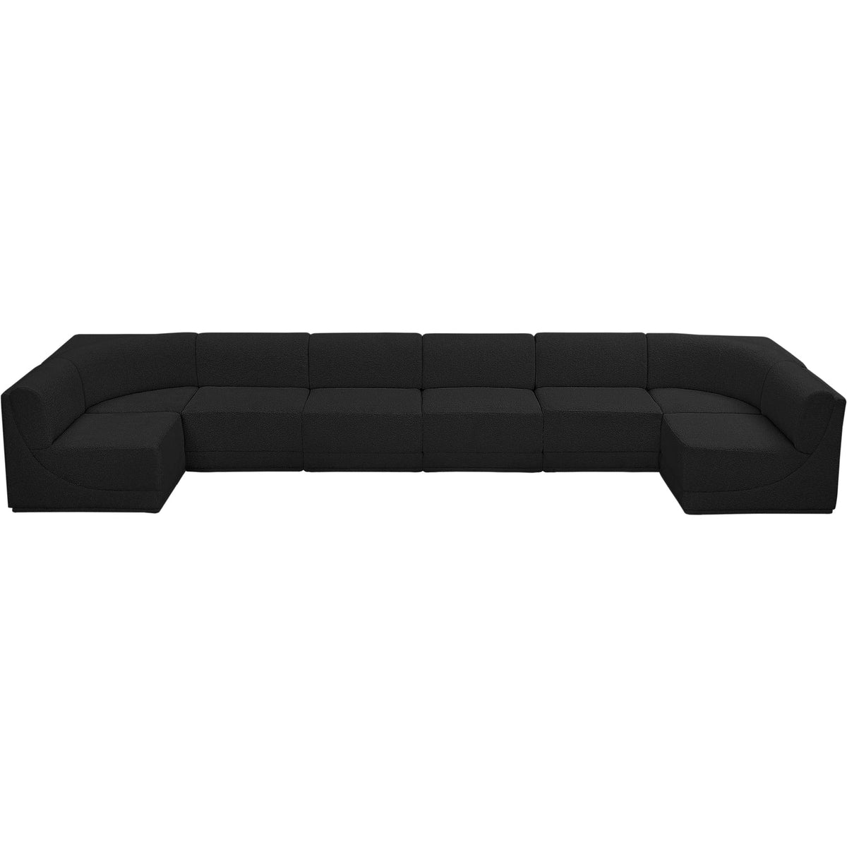 Ollie 188in Black Boucle Fabric Upholstered 8 Piece Modular Sectional Sofa
