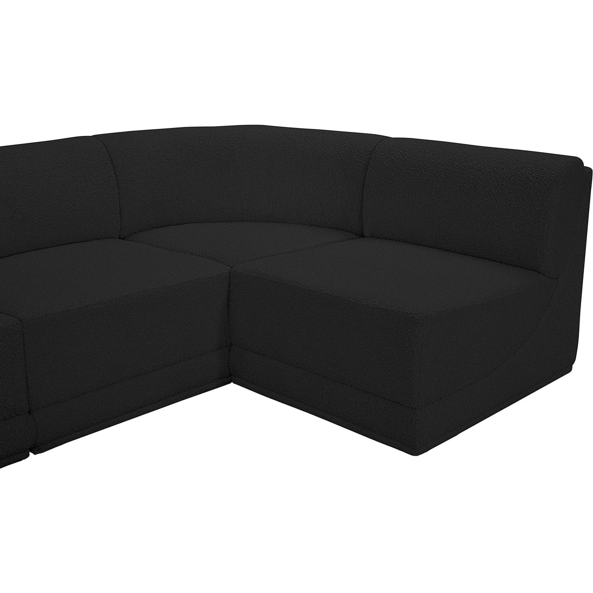 Ollie 218in Black Boucle Fabric Upholstered 9 Piece Modular Sectional Sofa
