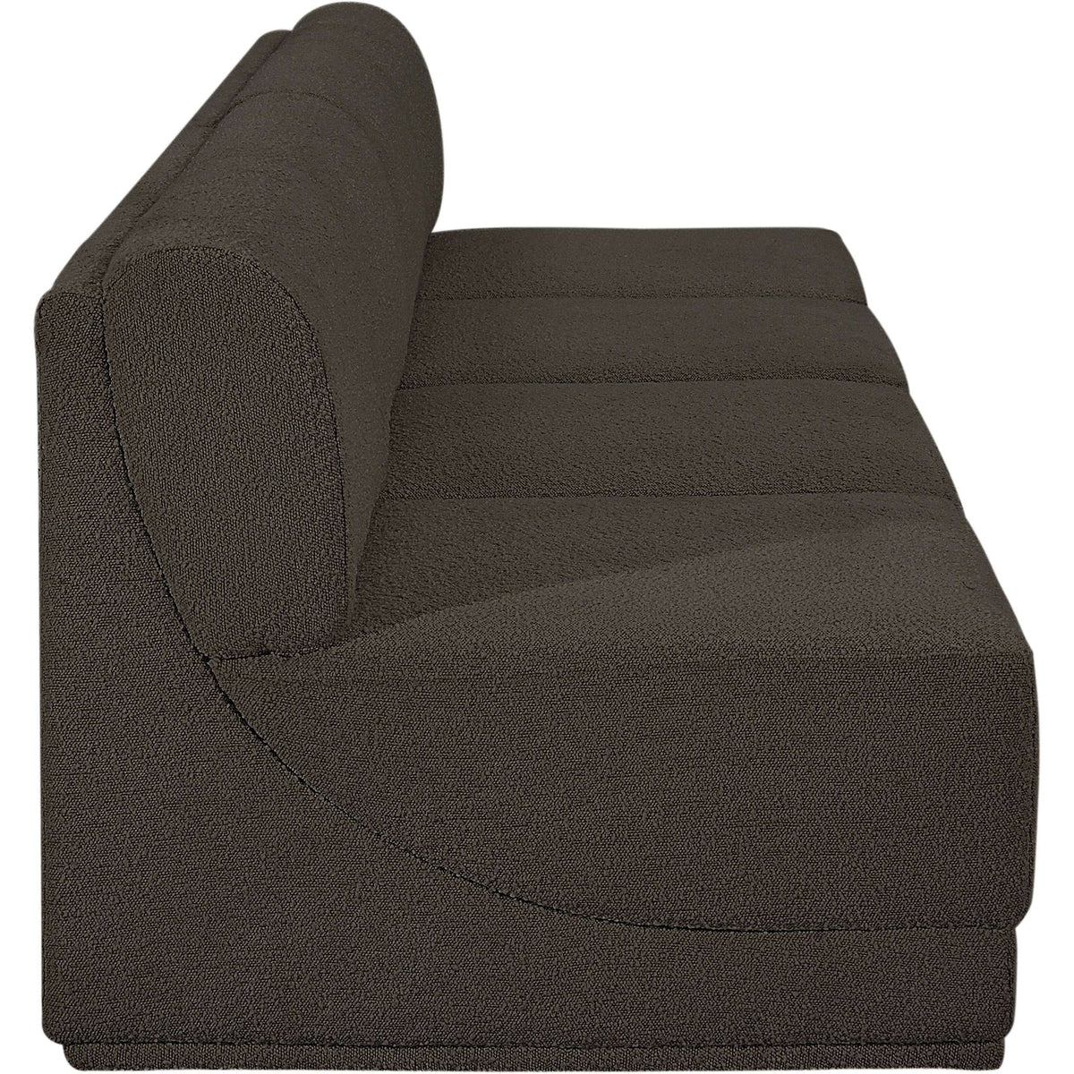 Ollie 120in Brown Boucle Fabric Upholstered 4 Piece Armless Modular Sofa