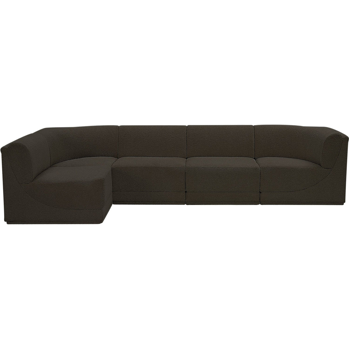 Ollie 128in Brown Boucle Fabric Upholstered 5 Piece Modular Sectional Sofa