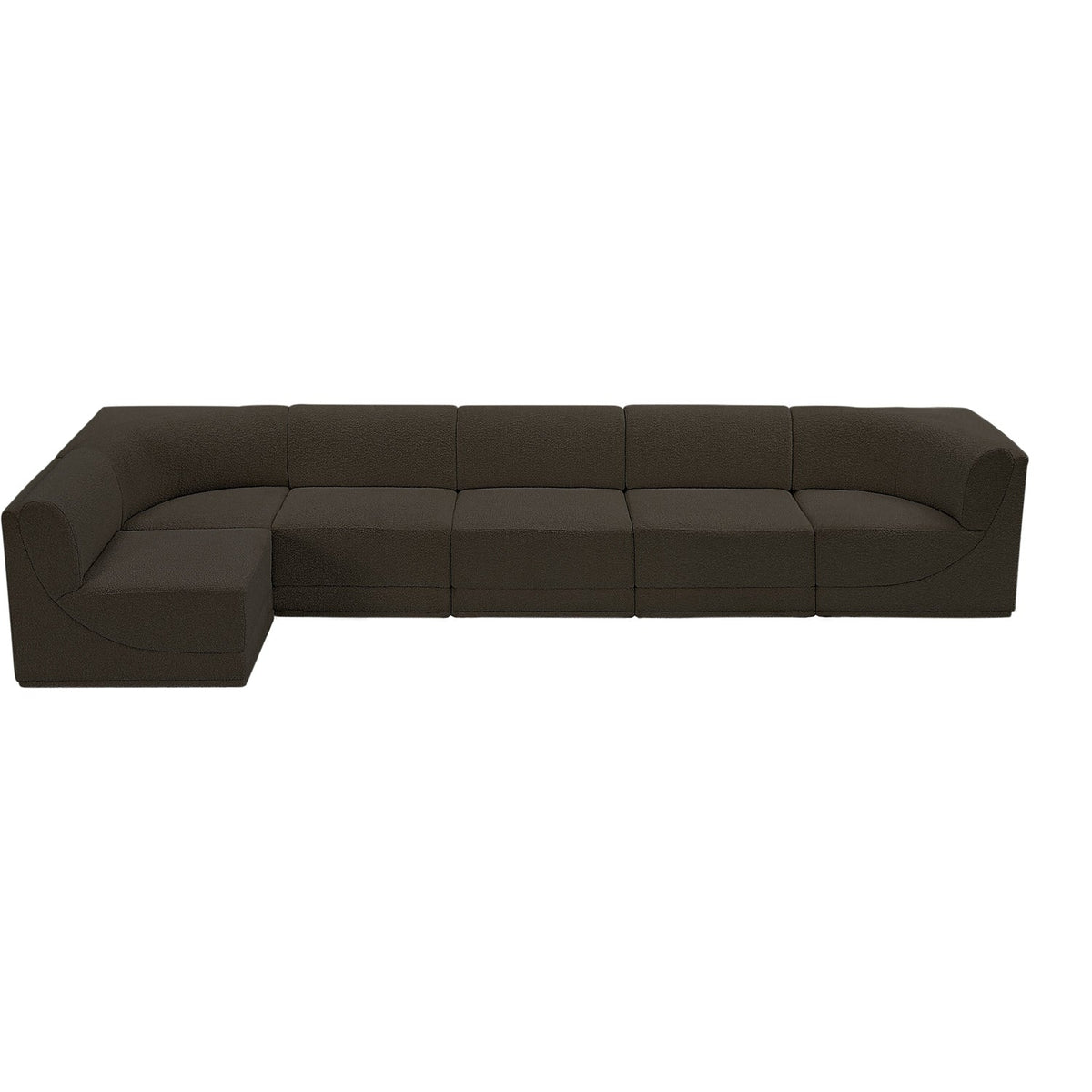 Ollie 158in Brown Boucle Fabric Upholstered 6 Piece Modular Sectional Sofa