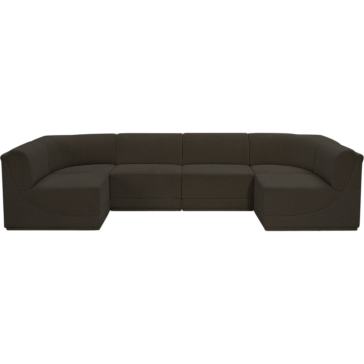 Ollie 128in Brown Boucle Fabric Upholstered 6 Piece Modular Sectional Sofa