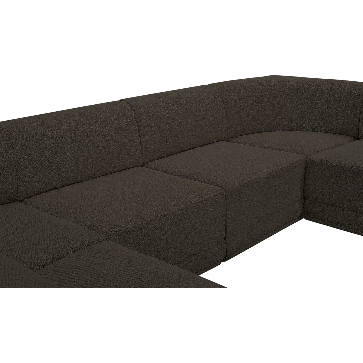 Ollie 128in Brown Boucle Fabric Upholstered 6 Piece Modular Sectional Sofa