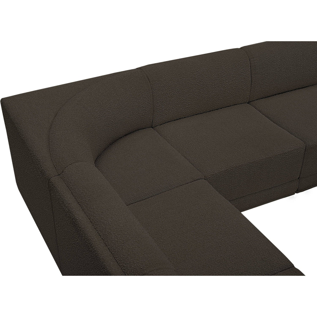 Ollie 128in Brown Boucle Fabric Upholstered 6 Piece Modular Sectional Sofa