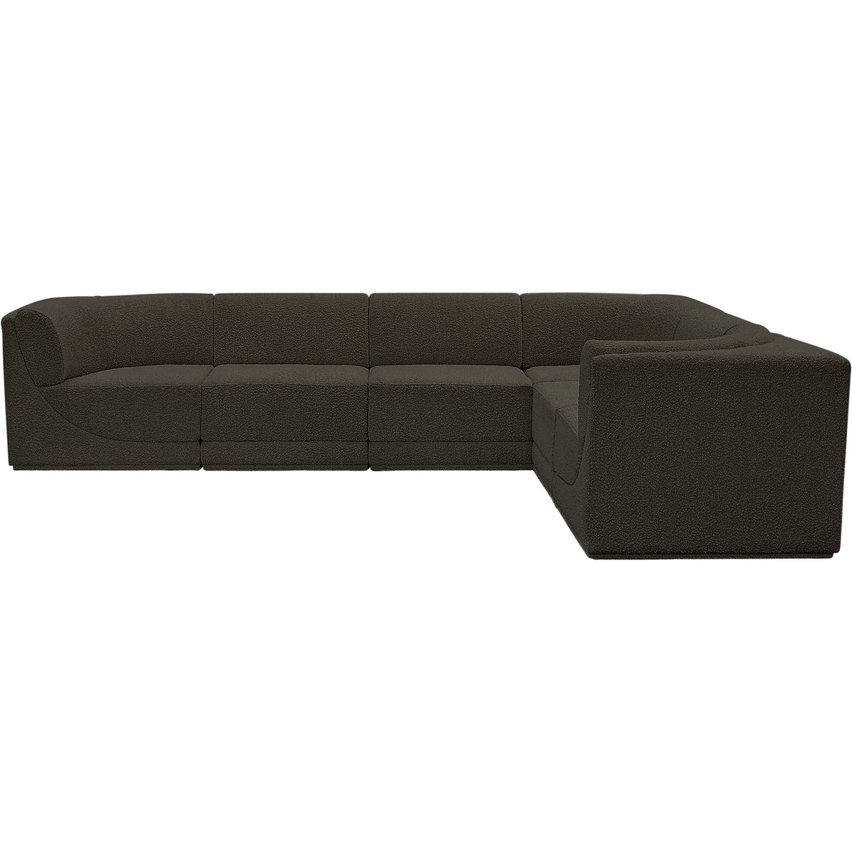 Ollie 128in Brown Boucle Fabric Upholstered 6 Piece Modular Sectional Sofa