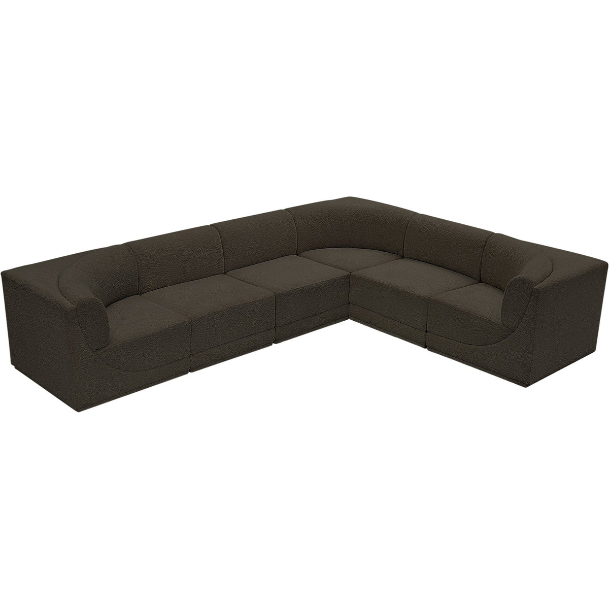 Ollie 128" Brown Boucle Fabric Upholstered 6pc. Modular Sectional, primary product view