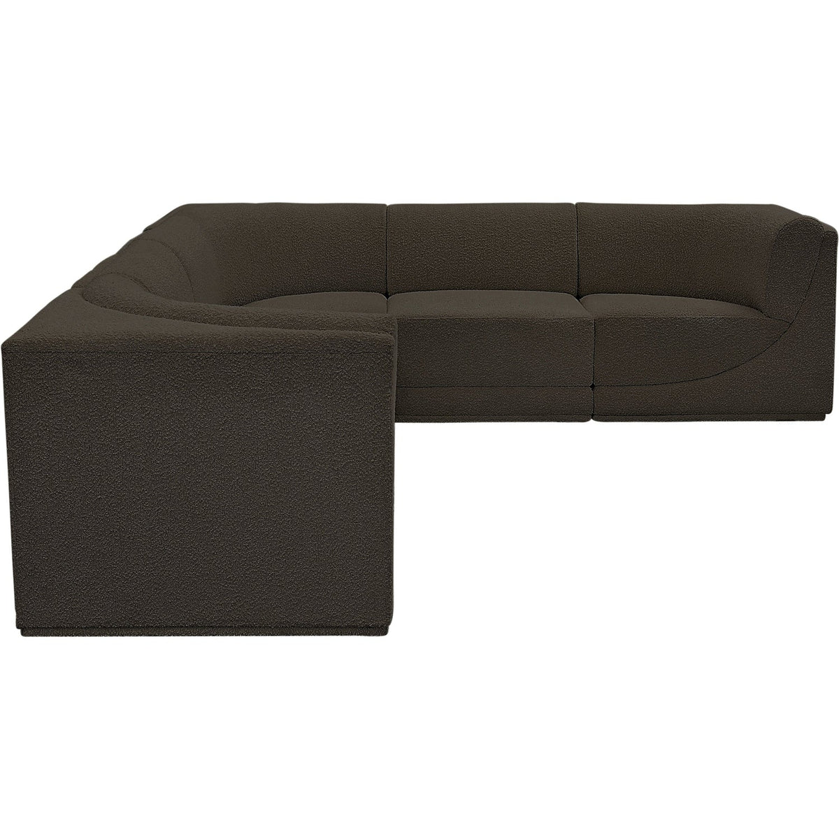 Ollie 128in Brown Boucle Fabric Upholstered 6 Piece Modular Sectional Sofa