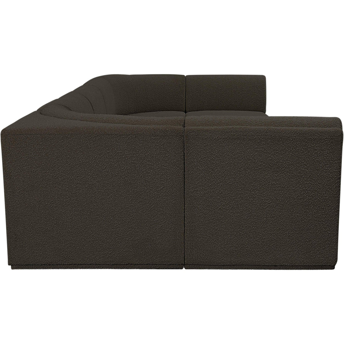 Ollie 158in Brown Boucle Fabric Upholstered 7 Piece Modular Sectional Sofa