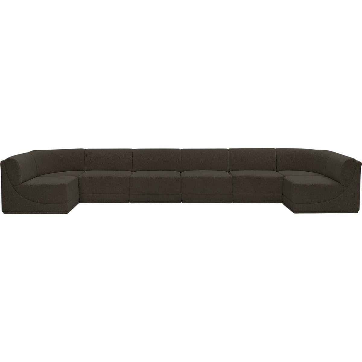 Ollie 188in Brown Boucle Fabric Upholstered 8 Piece Modular Sectional Sofa