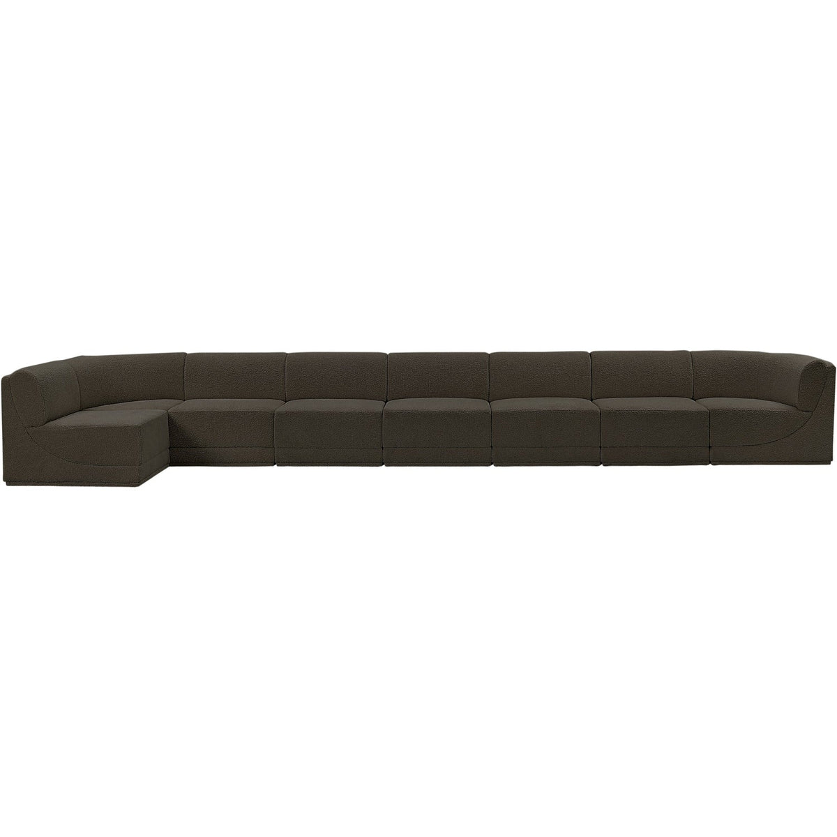 Ollie 218in Brown Boucle Fabric Upholstered 8 Piece Modular Sectional Sofa