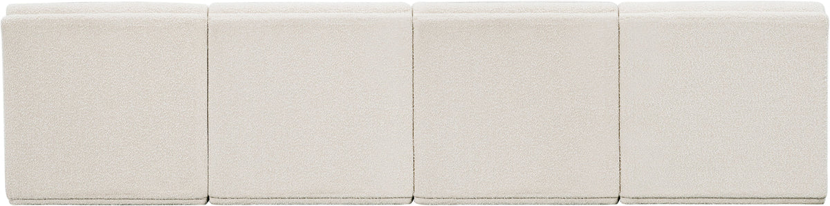 Ollie 120in Cream Boucle Fabric Upholstered 4 Piece Armless Modular Sofa