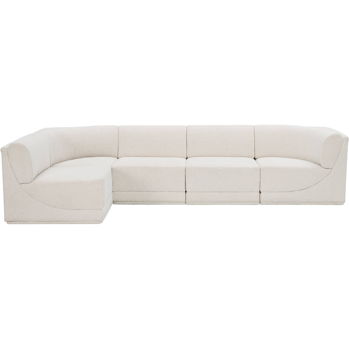 Ollie 128in Cream Boucle Fabric Upholstered 5 Piece Modular Sectional Sofa