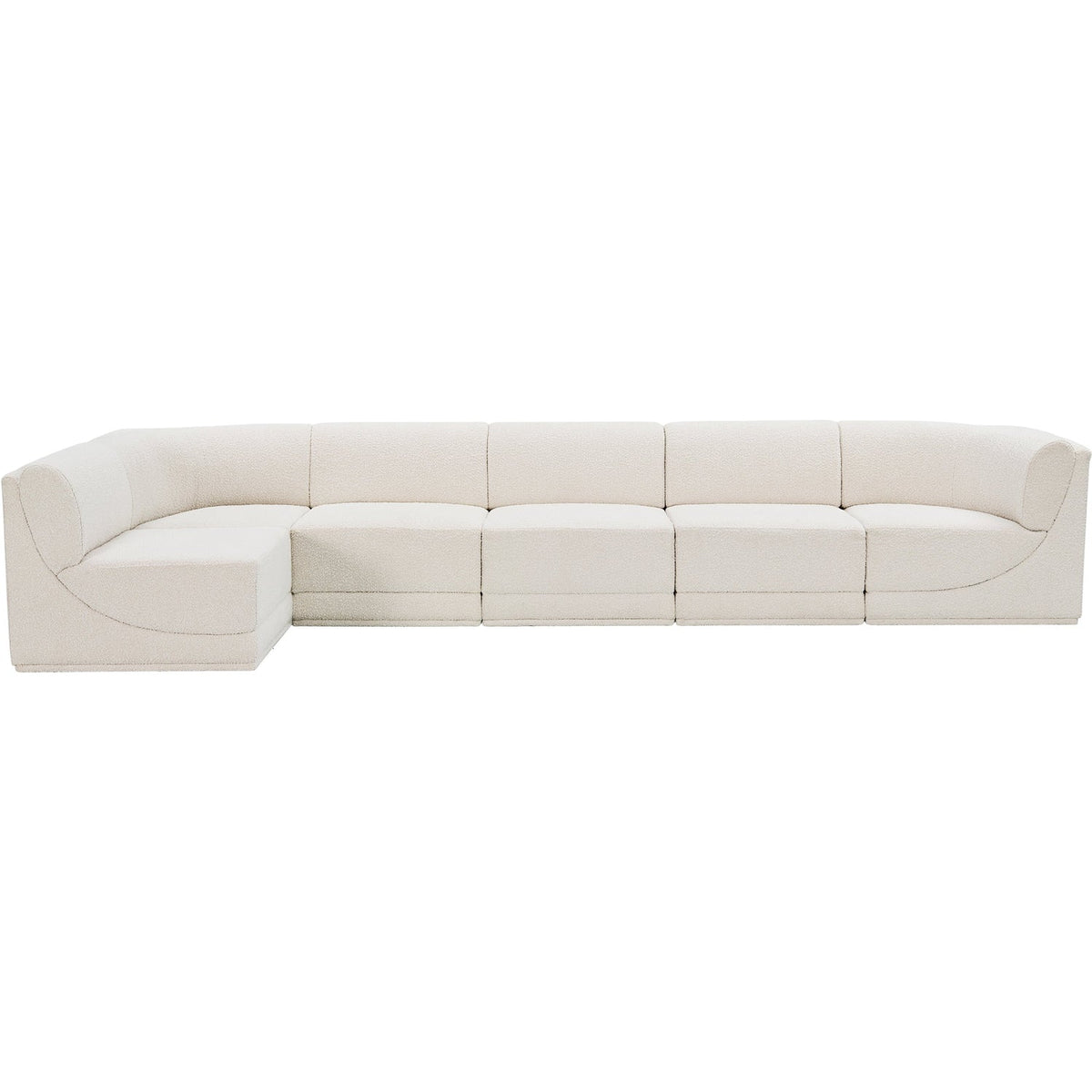 Ollie 158in Cream Boucle Fabric Upholstered 6 Piece Modular Sectional Sofa
