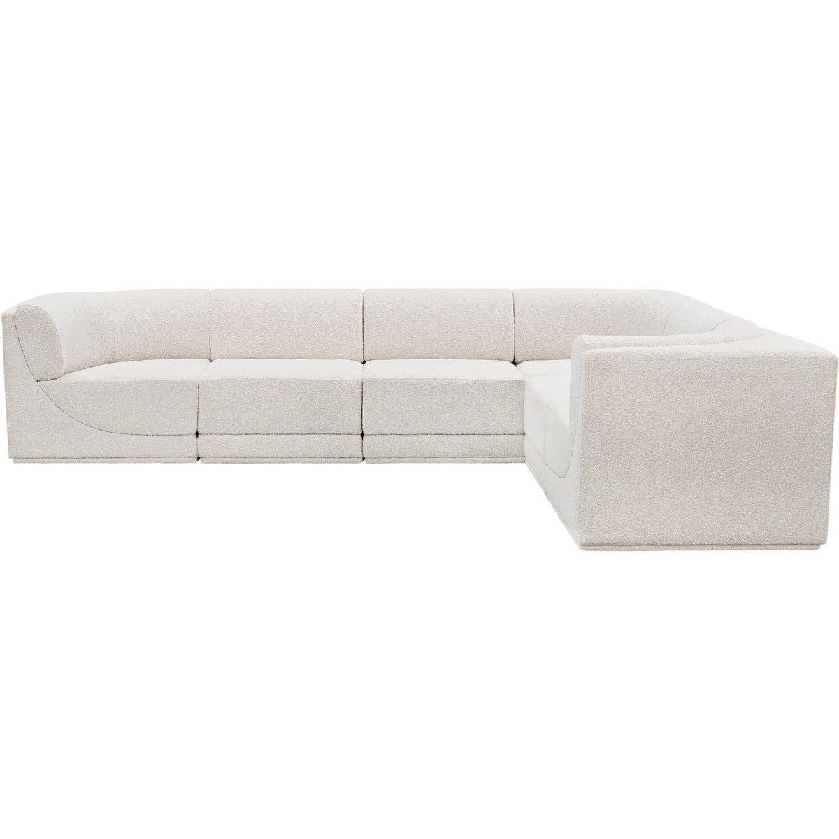 Ollie 128in Cream Boucle Fabric Upholstered 6 Piece Modular Sectional Sofa