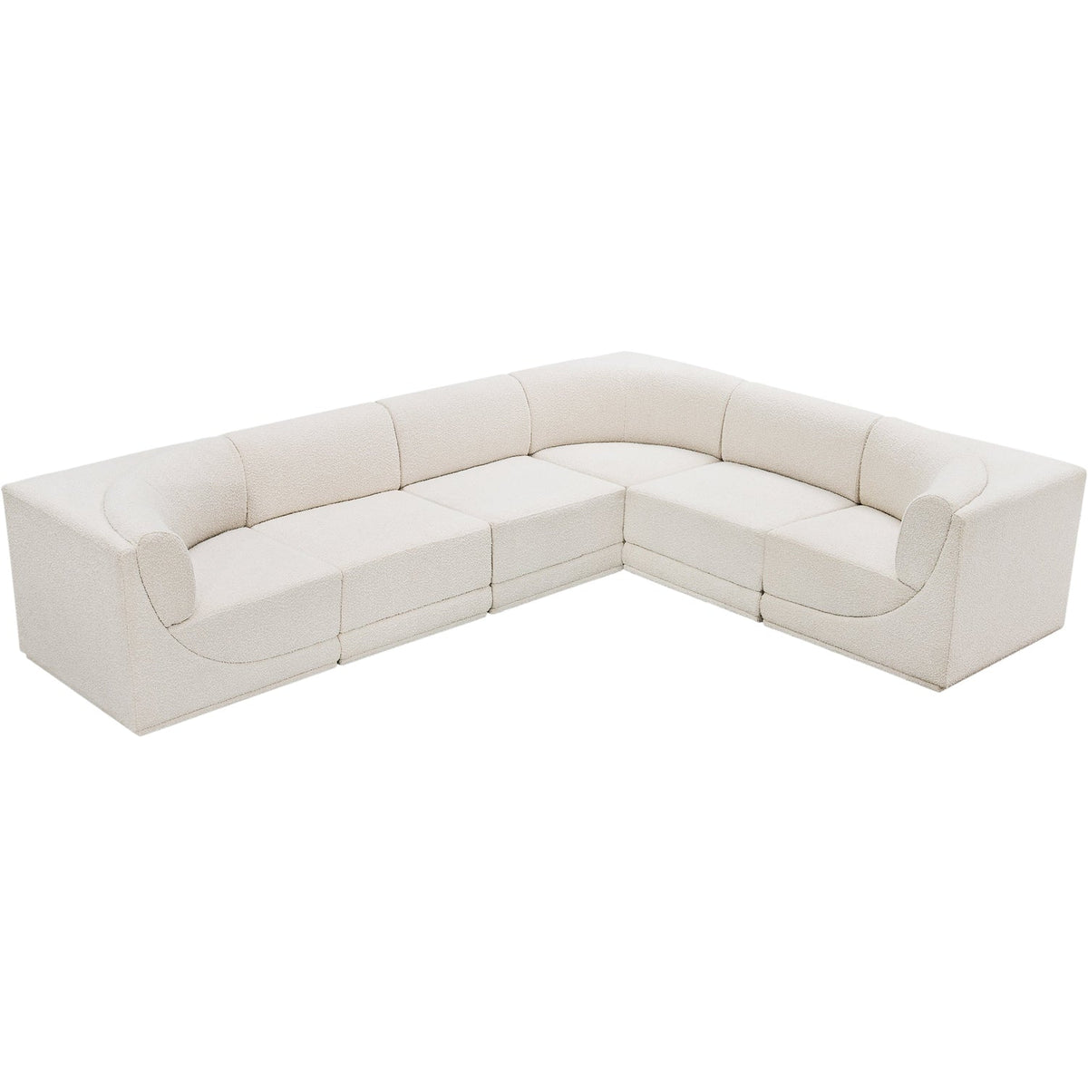 Ollie 128in Cream Boucle Fabric Upholstered 6 Piece Modular Sectional Sofa