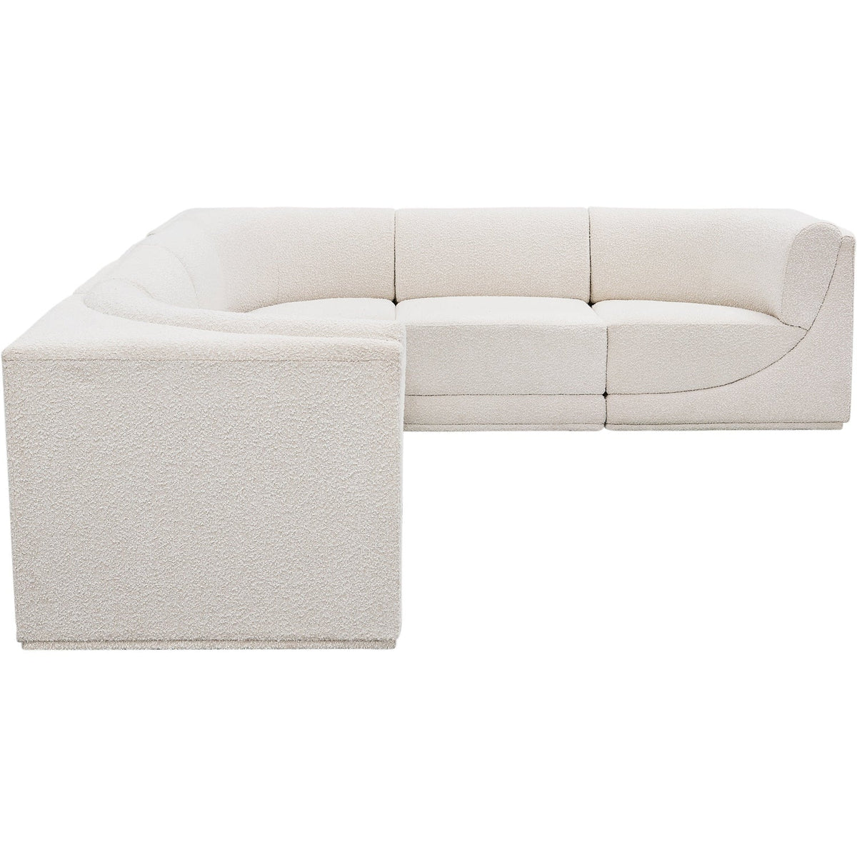Ollie 128in Cream Boucle Fabric Upholstered 6 Piece Modular Sectional Sofa