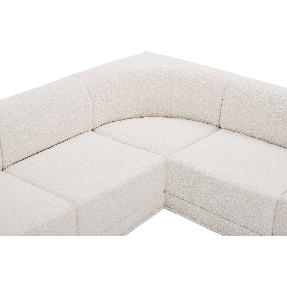 Ollie 128in Cream Boucle Fabric Upholstered 6 Piece Modular Sectional Sofa