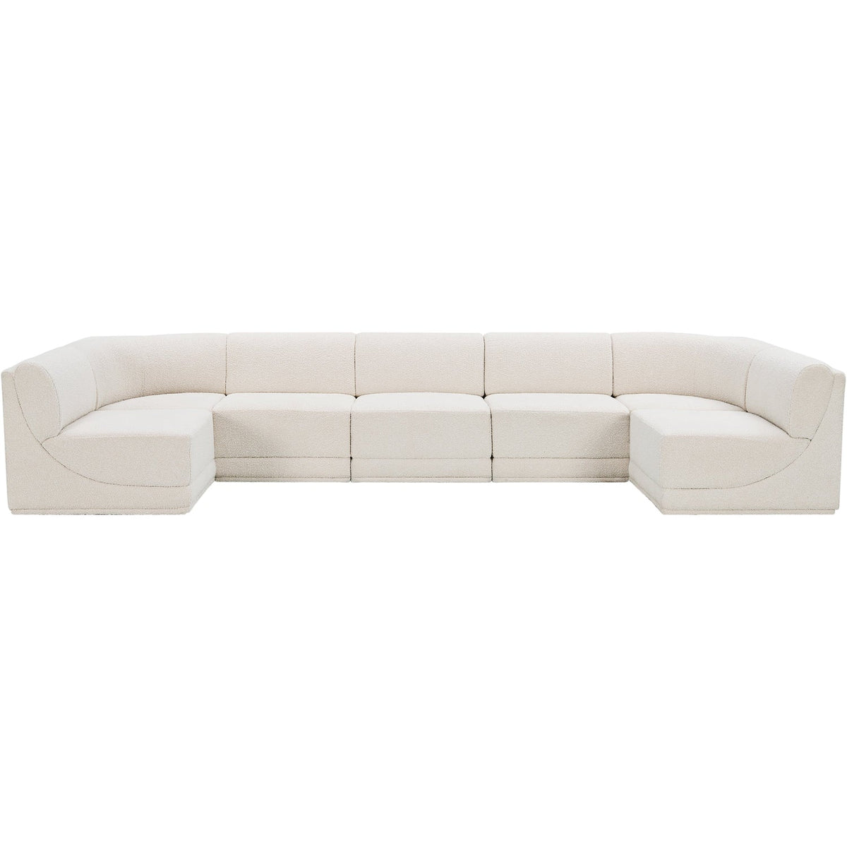 Ollie 158in Cream Boucle Fabric Upholstered 7 Piece Modular Sectional Sofa