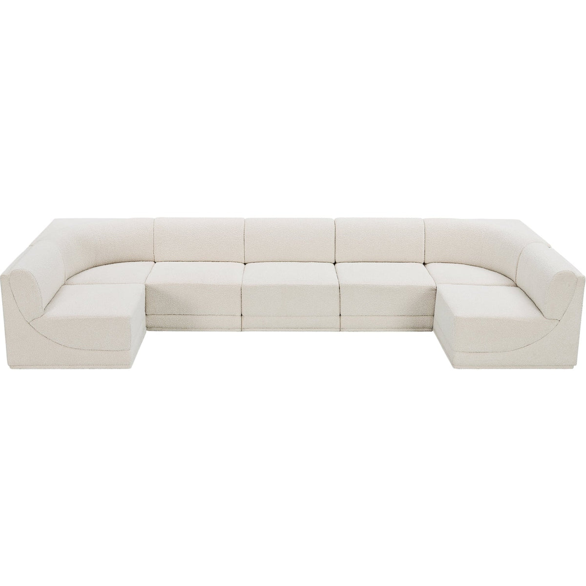 Ollie 158in Cream Boucle Fabric Upholstered 7 Piece Modular Sectional Sofa