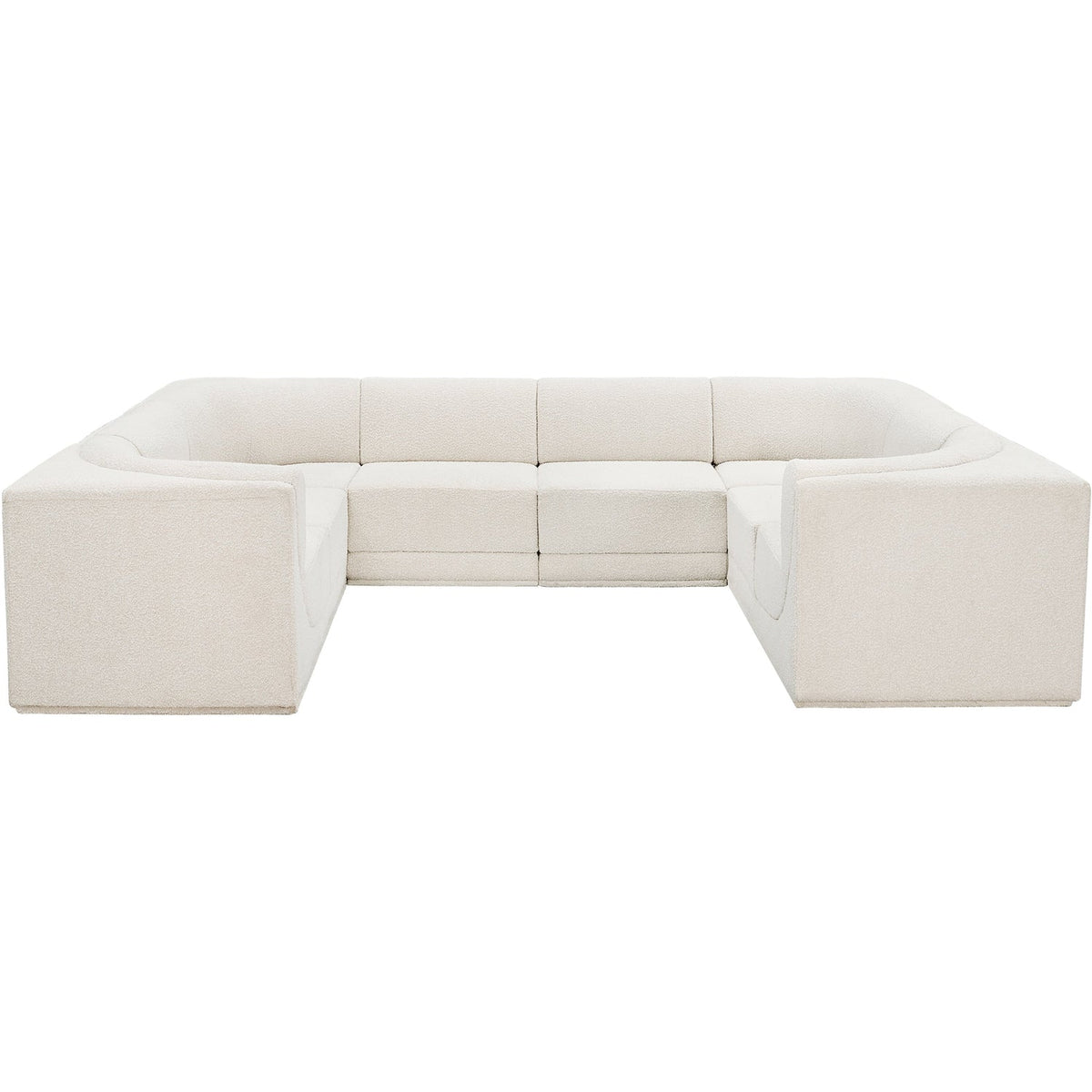 Ollie 128in Cream Boucle Fabric Upholstered 8 Piece Modular Sectional Sofa