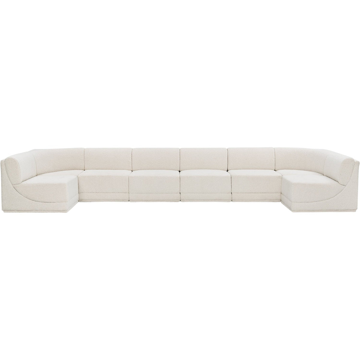 Ollie 188in Cream Boucle Fabric Upholstered 8 Piece Modular Sectional Sofa