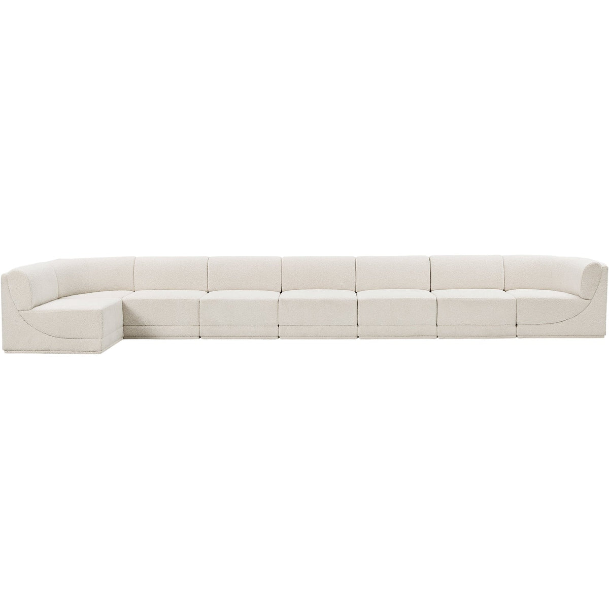 Ollie 218in Cream Boucle Fabric Upholstered 8 Piece Modular Sectional Sofa