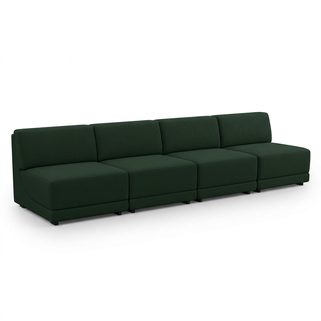 Ollie 120" green Boucle Armless Modular Sofa, curved-corner modular, primary product view