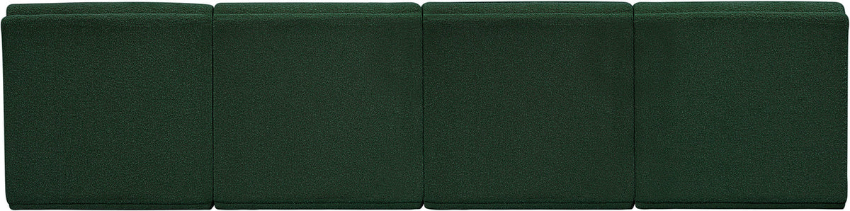 Ollie 120in Green Boucle Fabric Upholstered 4 Piece Armless Modular Sofa
