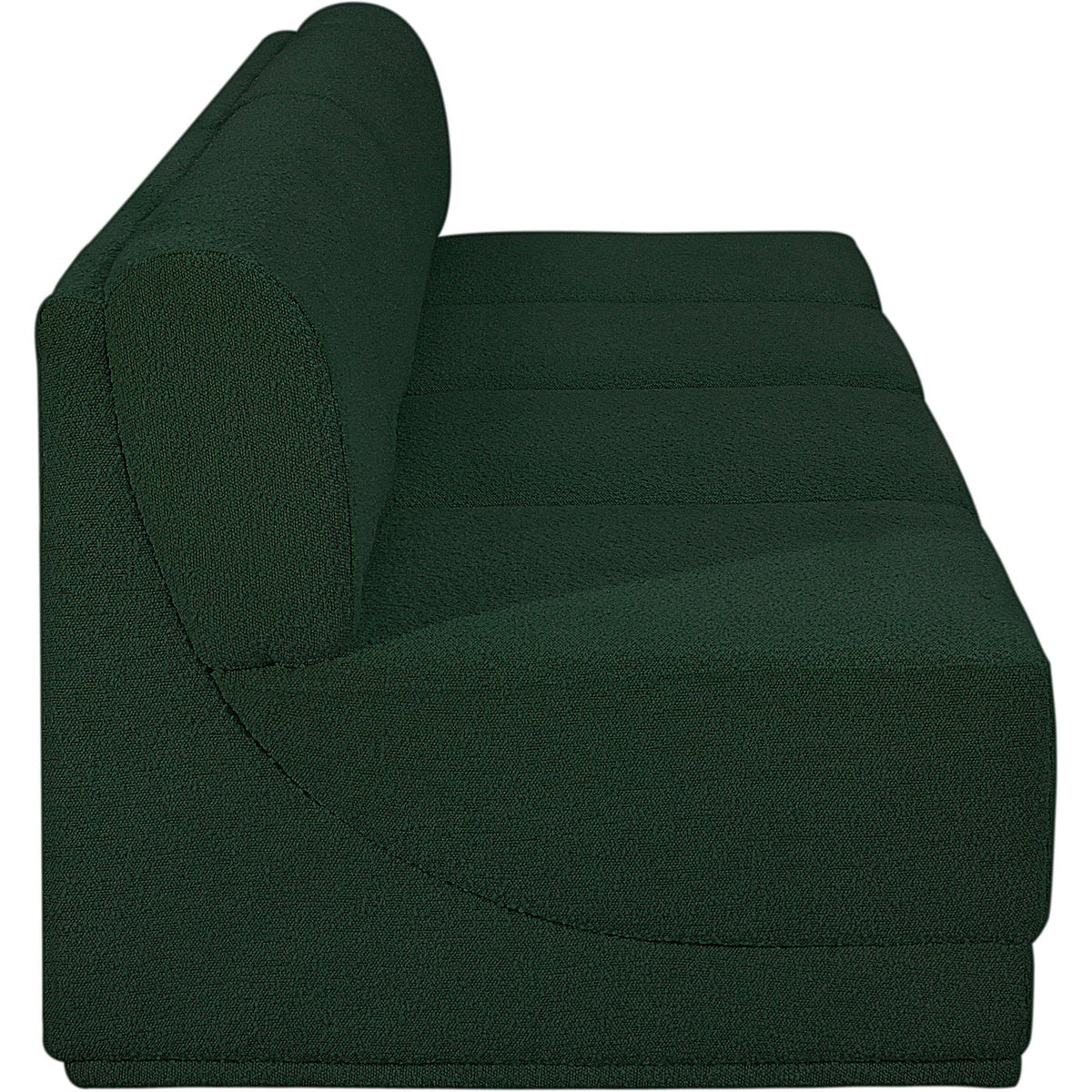 Ollie 120in Green Boucle Fabric Upholstered 4 Piece Armless Modular Sofa