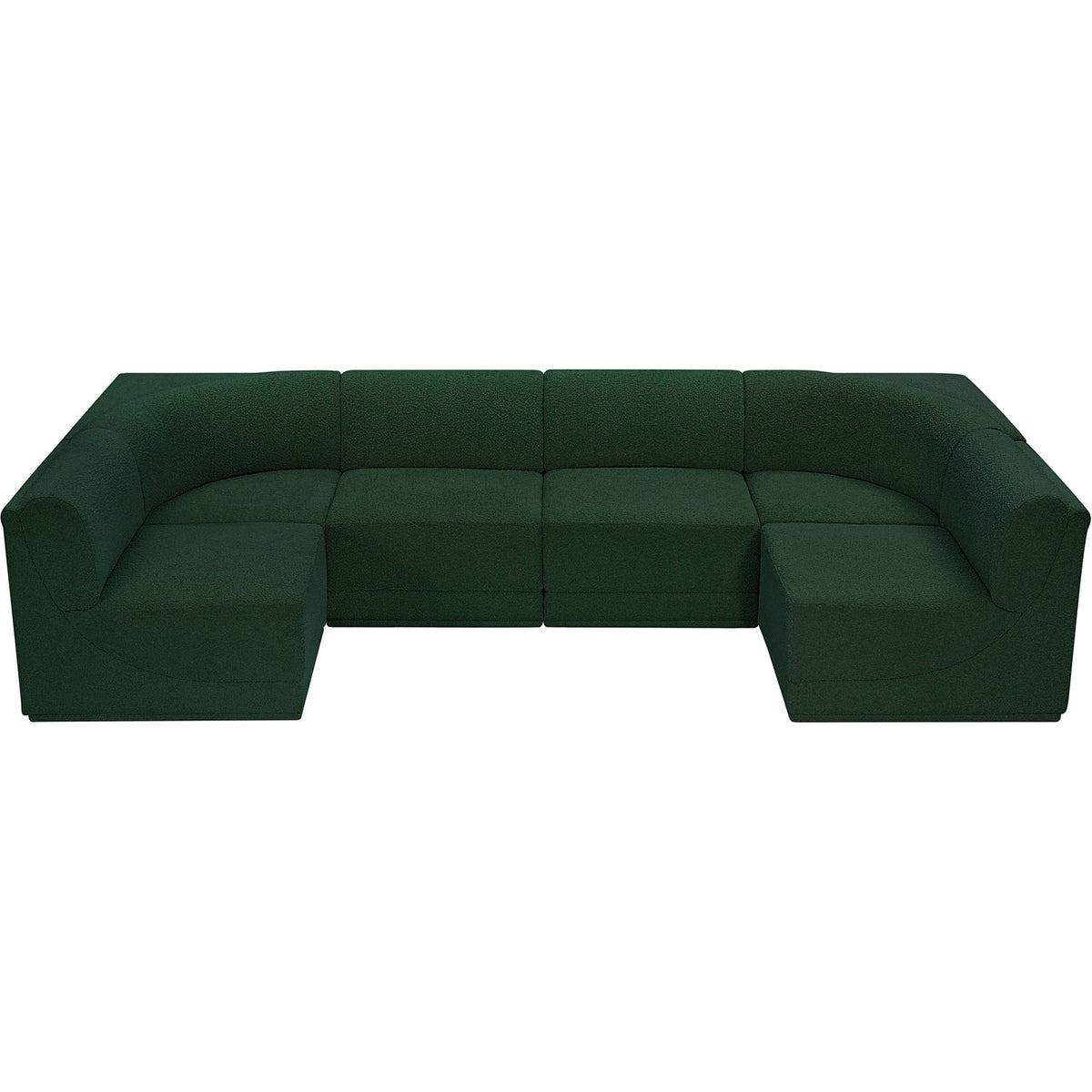 Ollie 128in Green Boucle Fabric Upholstered 6 Piece Modular Sectional Sofa