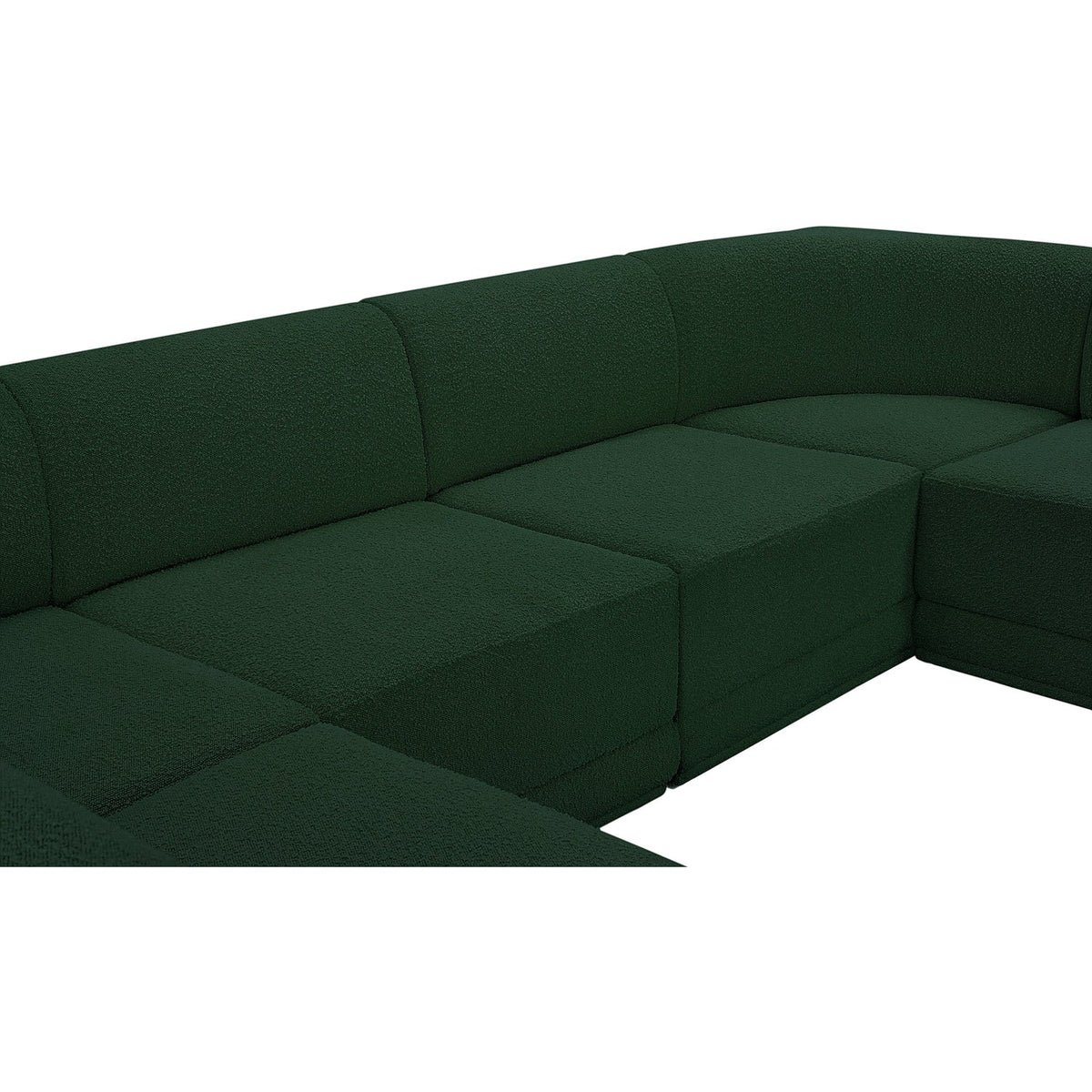 Ollie 128in Green Boucle Fabric Upholstered 6 Piece Modular Sectional Sofa