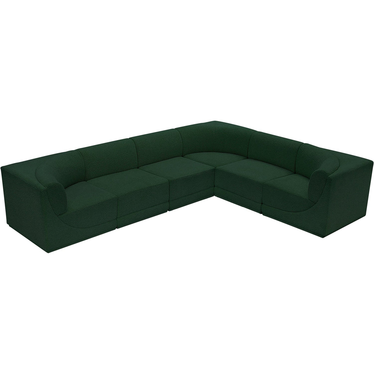 Ollie 128in Green Boucle Fabric Upholstered 6 Piece Modular Sectional Sofa