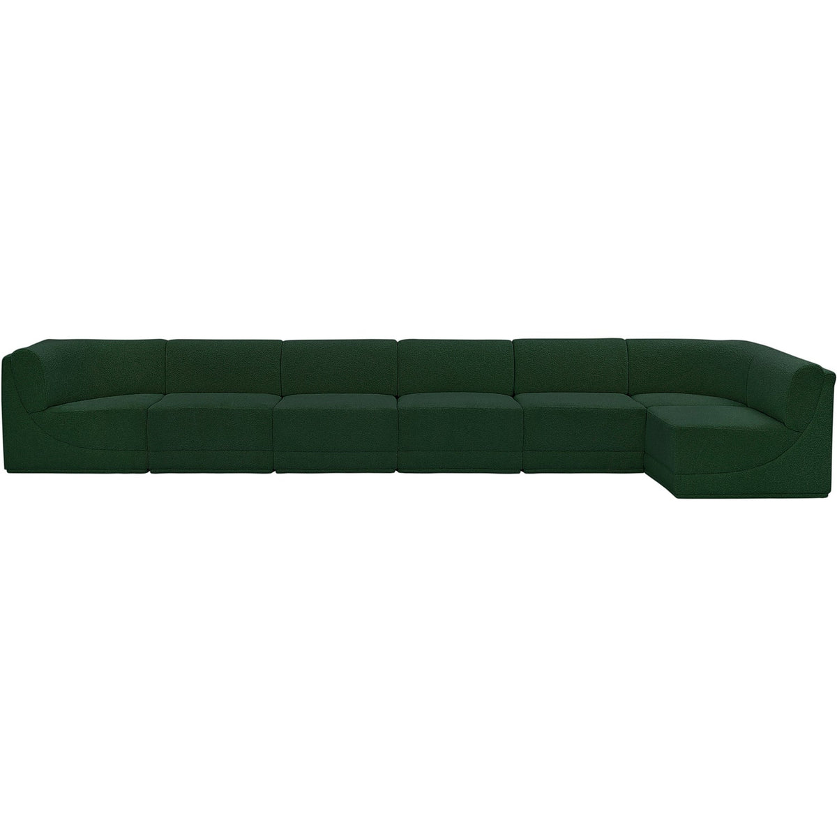 Ollie 188in Green Boucle Fabric Upholstered 7 Piece Modular Sectional Sofa