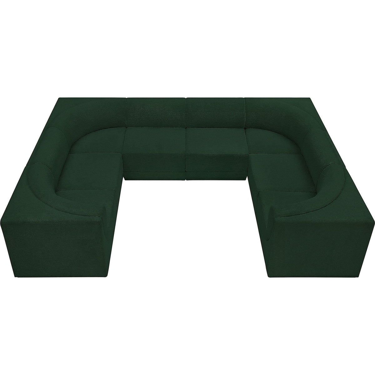 Ollie 128in Green Boucle Fabric Upholstered 8 Piece Modular Sectional Sofa