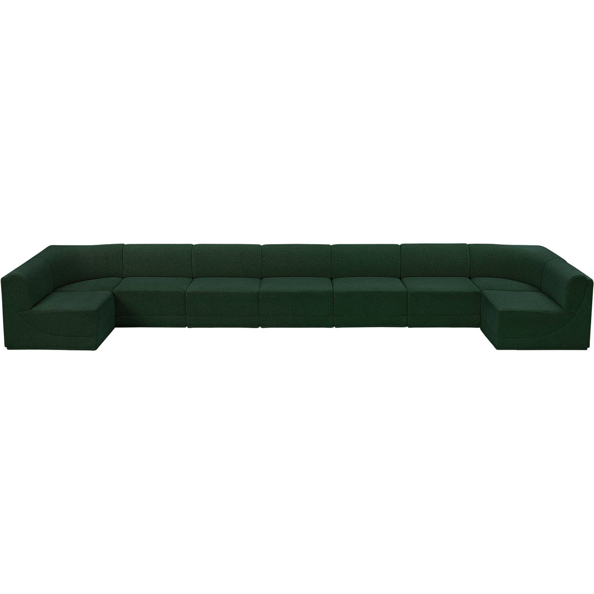 Ollie 218in Green Boucle Fabric Upholstered 9 Piece Modular Sectional Sofa