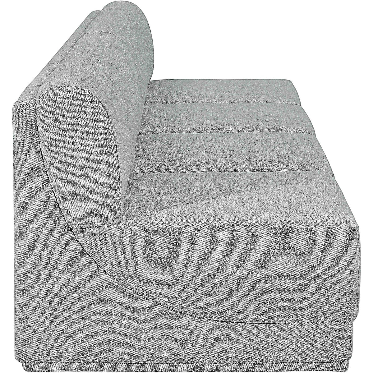 Ollie 120in Grey Boucle Fabric Upholstered 4 Piece Armless Modular Sofa