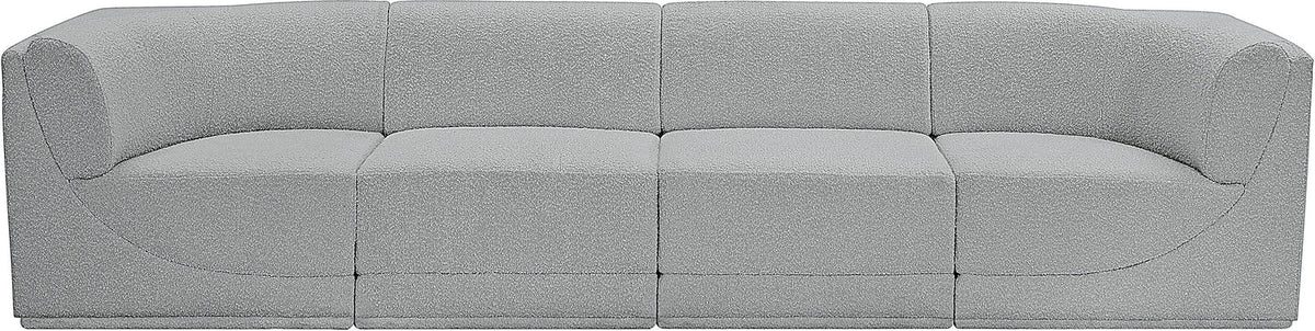 Ollie 128in Grey Boucle Fabric Upholstered 4 Piece Modular Sofa