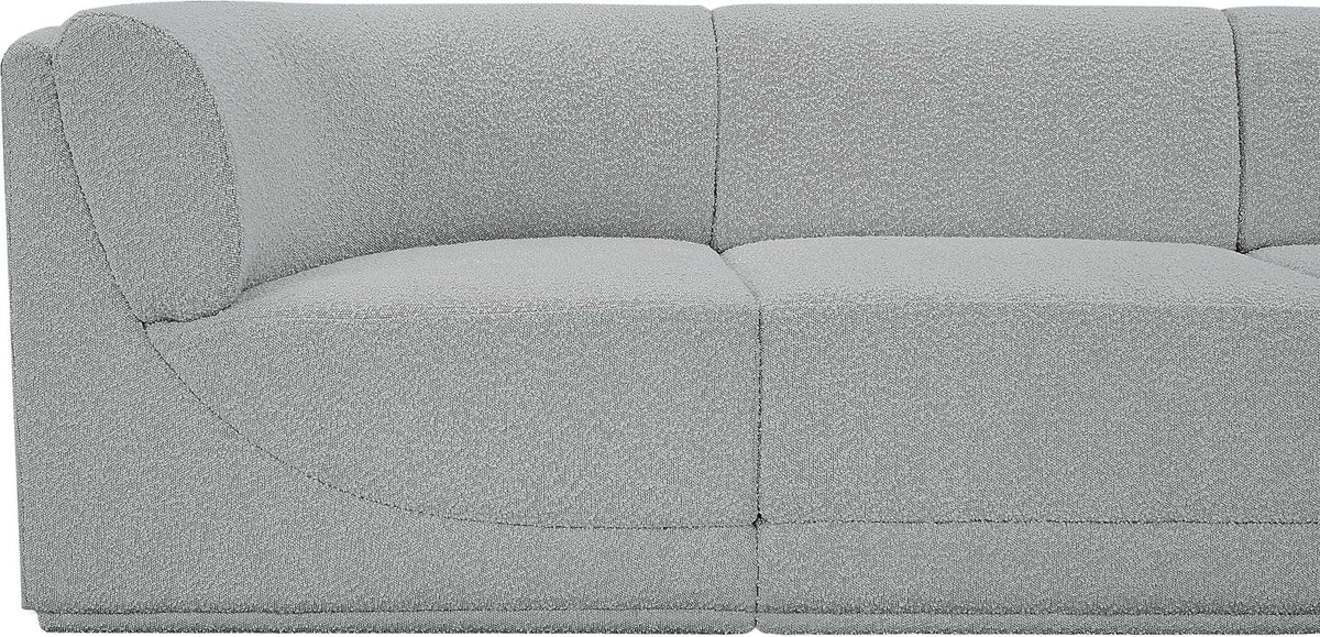 Ollie 128in Grey Boucle Fabric Upholstered 4 Piece Modular Sofa