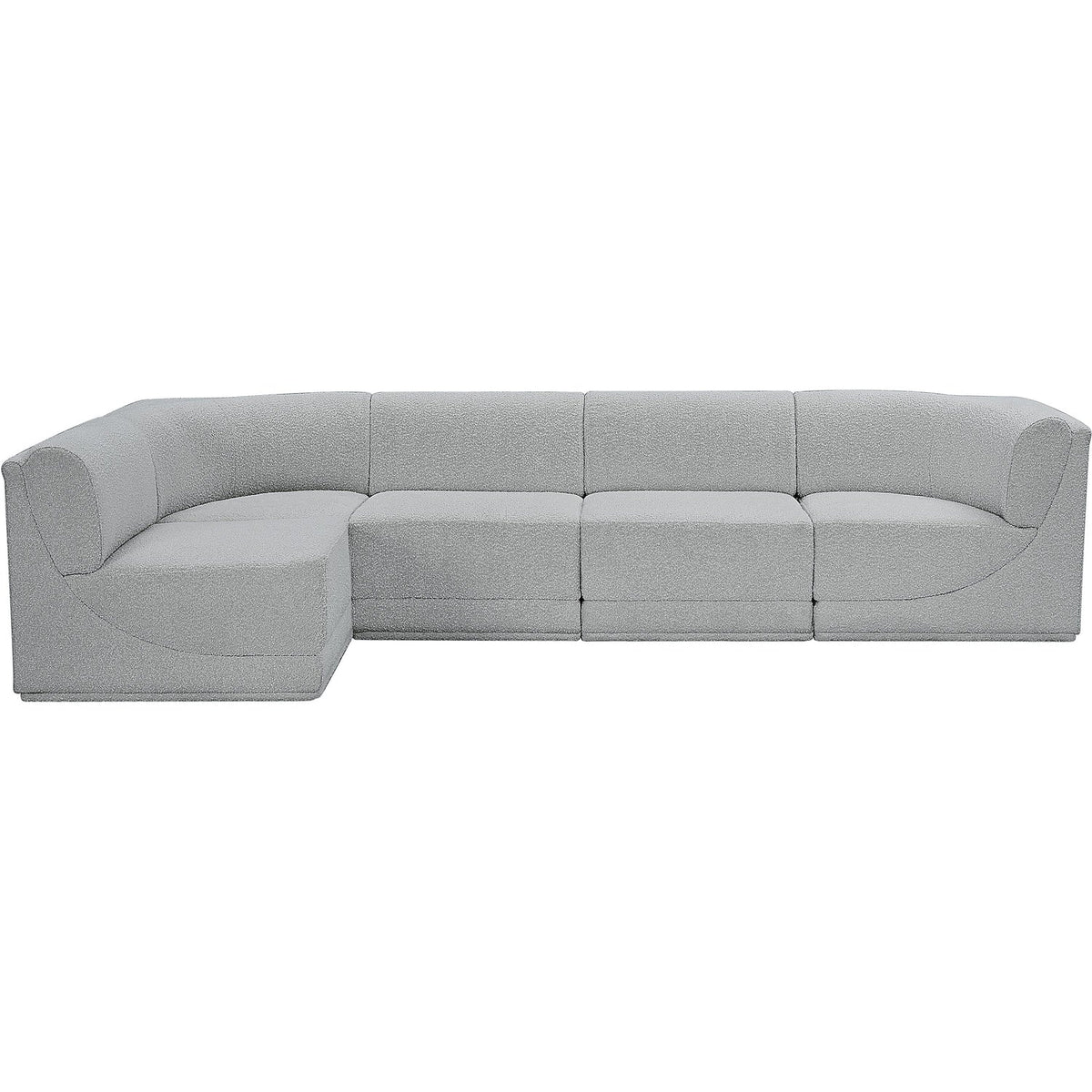 Ollie 128in Grey Boucle Fabric Upholstered 5 Piece Modular Sectional Sofa