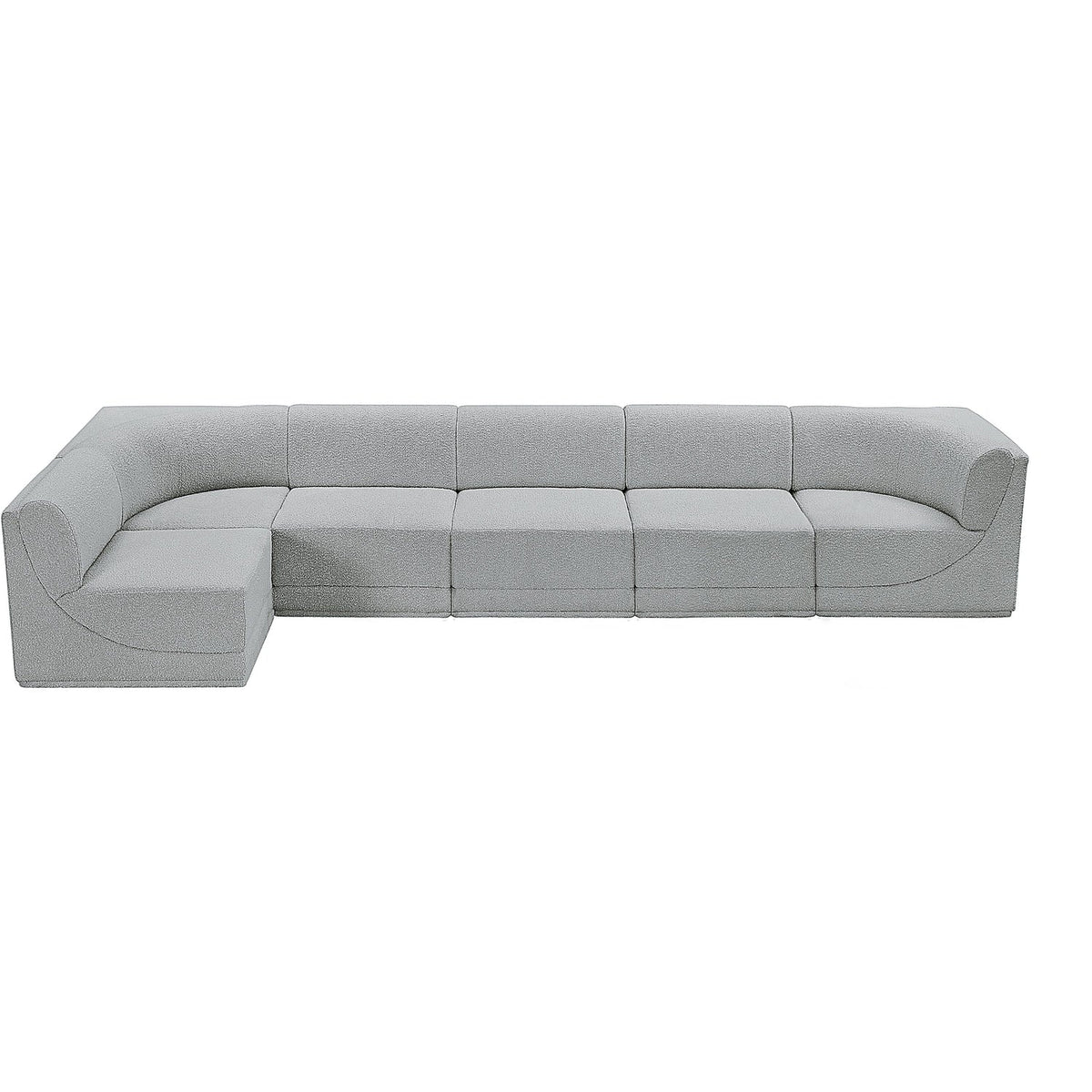 Ollie 158in Grey Boucle Fabric Upholstered 6 Piece Modular Sectional Sofa