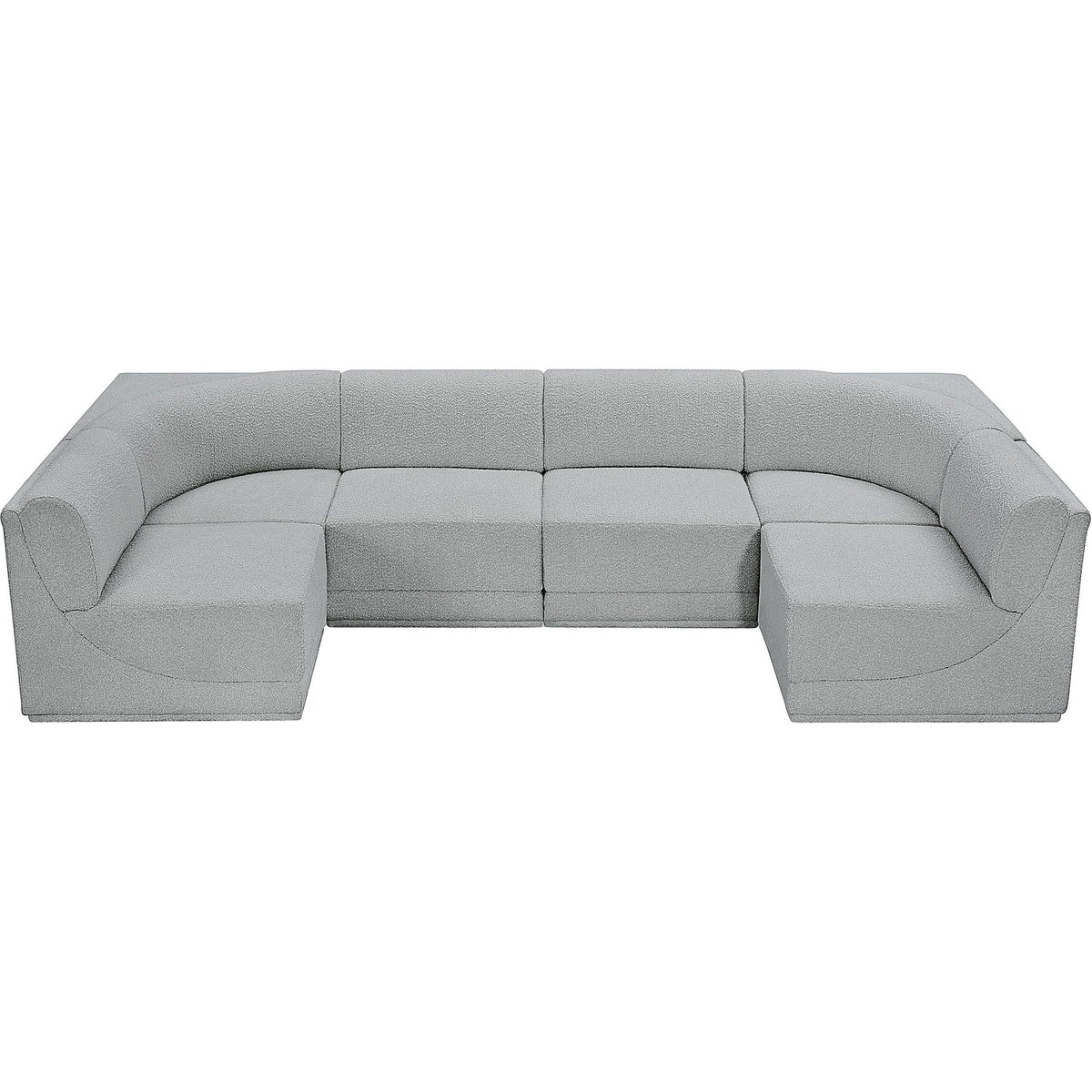 Ollie 128in Grey Boucle Fabric Upholstered 6 Piece Modular Sectional Sofa