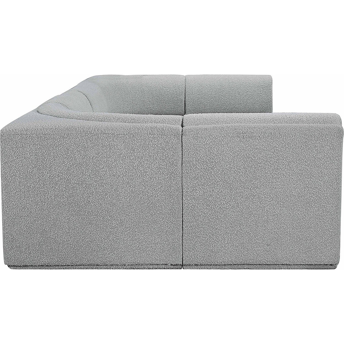 Ollie 128in Grey Boucle Fabric Upholstered 6 Piece Modular Sectional Sofa