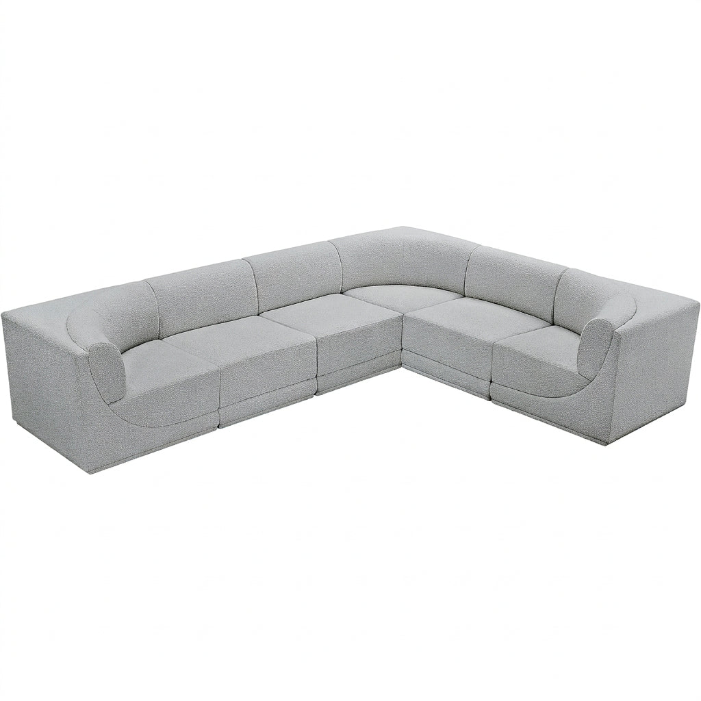 Ollie 128" Grey Boucle Fabric Upholstered 6pc. Modular Sectional, primary product view