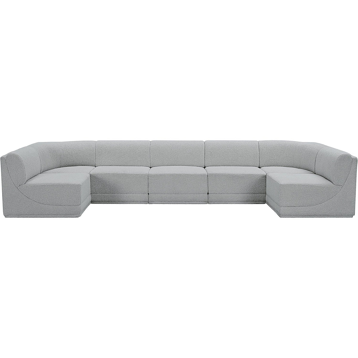 Ollie 158in Grey Boucle Fabric Upholstered 7 Piece Modular Sectional Sofa
