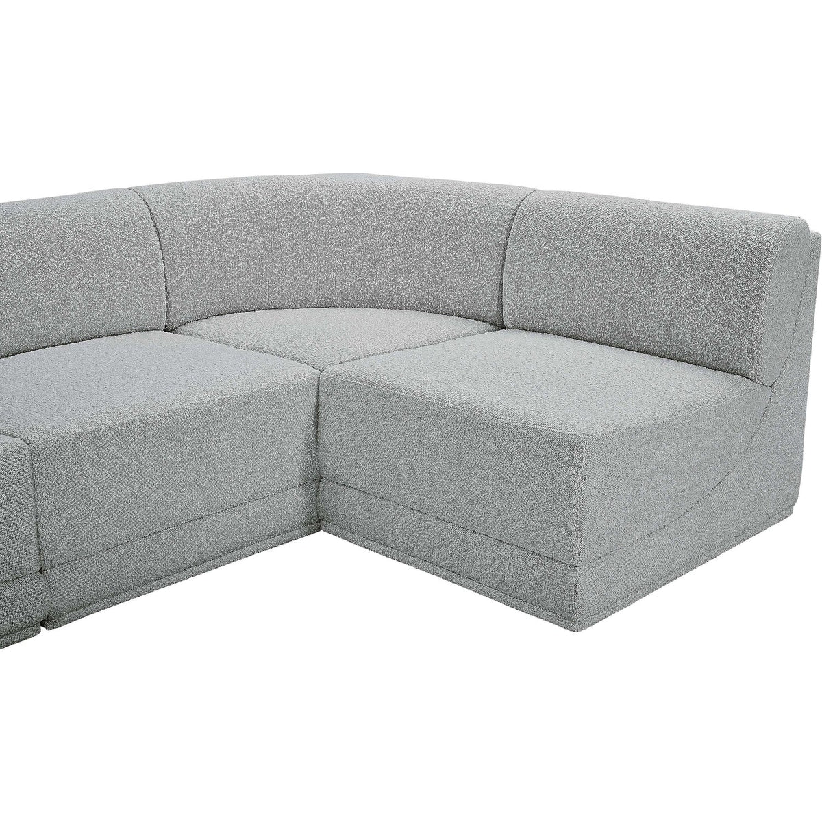 Ollie 158in Grey Boucle Fabric Upholstered 7 Piece Modular Sectional Sofa