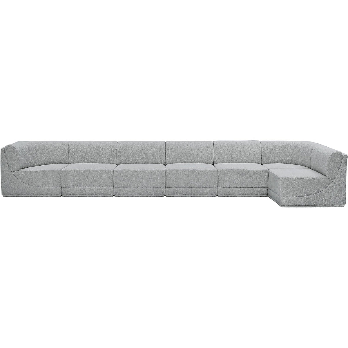 Ollie 188in Grey Boucle Fabric Upholstered 7 Piece Modular Sectional Sofa
